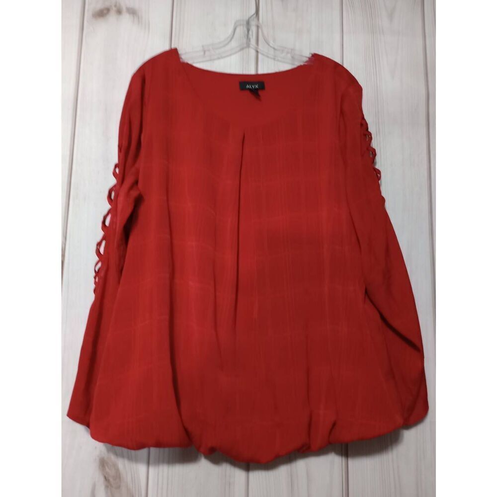 ALYX Shirt Ladies 2x Red Cut Out Sleeve Scarlet Night